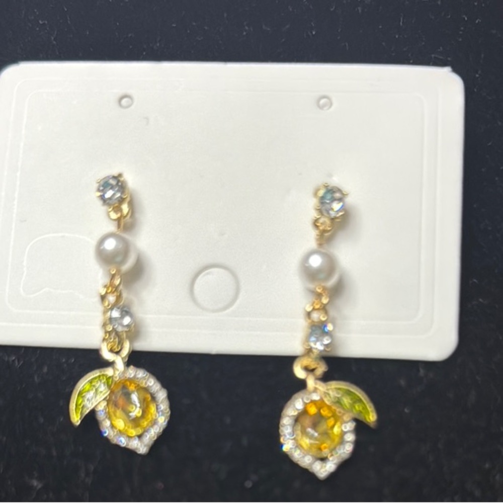 Elegant Gold and Silver Lemon 🍋 Drop Earrings